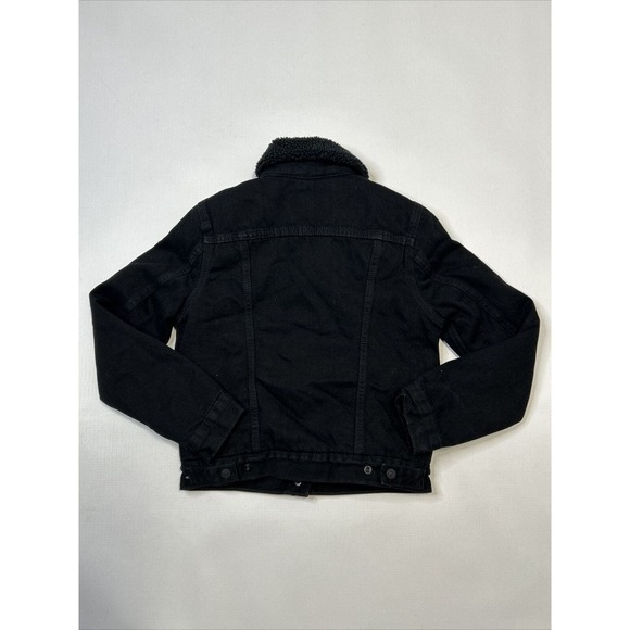 Levi's Sherpa Lined Trucker Jacket Forever Black XS Extra Small Womens Snap - Picture 11 of 11